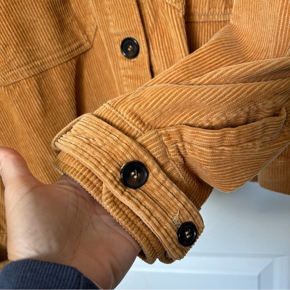 7 for all mankind women’s size medium mustard corduroy button up jacket shacket - Picture 6 of 9